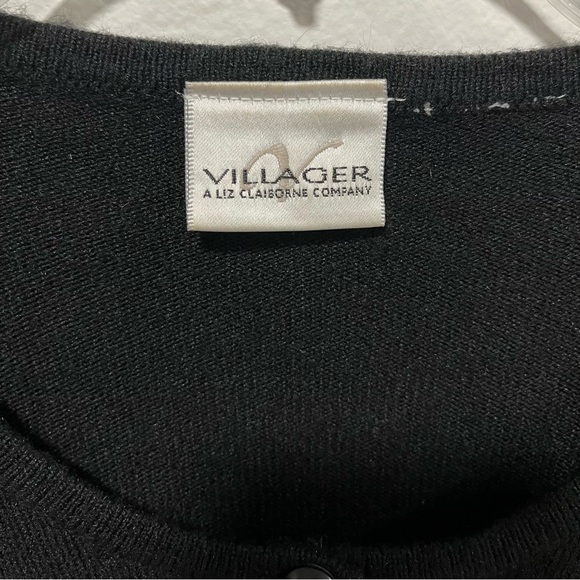 Villager by Liz Claiborne Black Beaded Cardigan, Womens Size XL - Picture 2 of 9